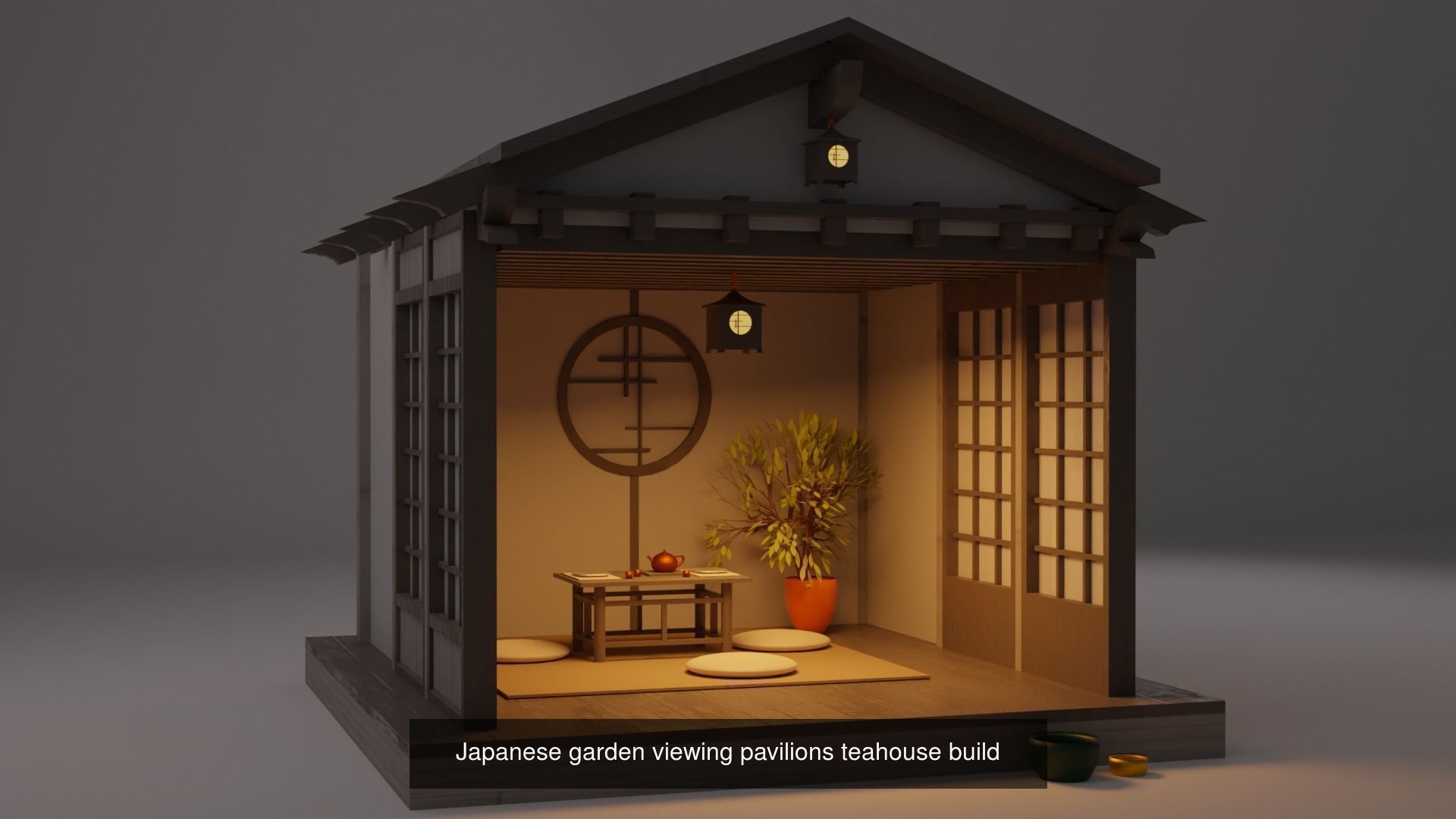 Japanese Garden Structures Buildings Exterior  3D Model Collection_2