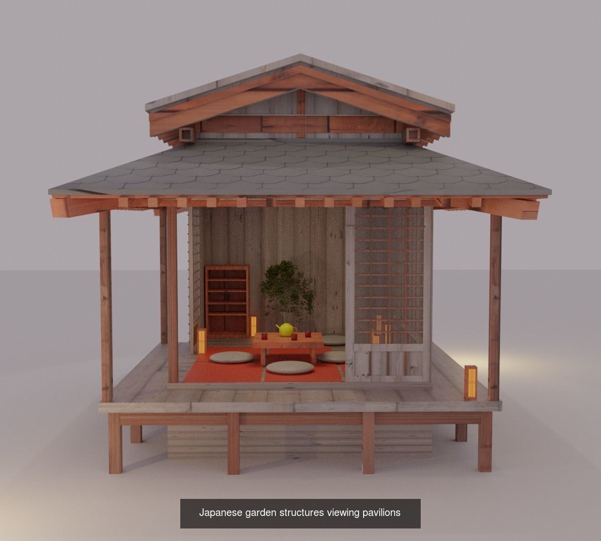 Japanese Garden Structures Buildings Exterior  3D Model Collection_5