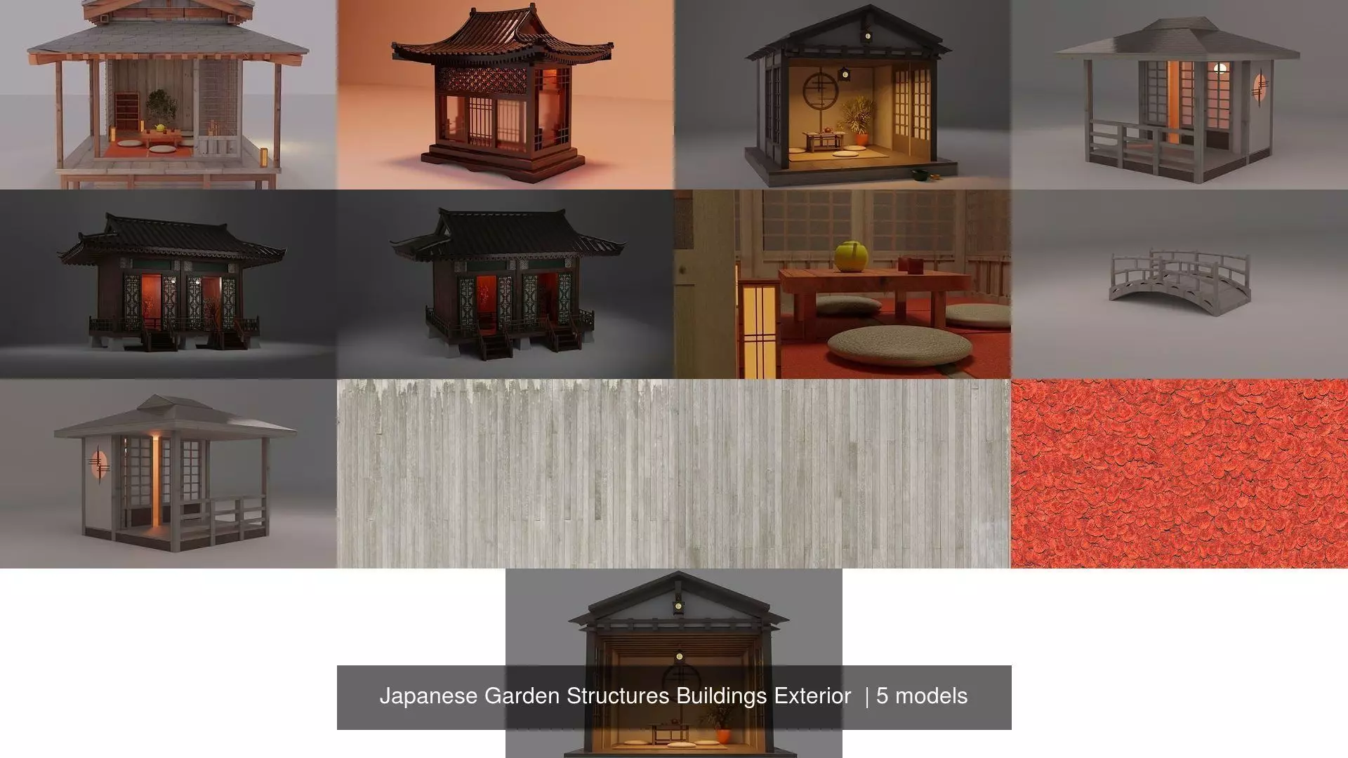 Japanese Garden Structures Buildings Exterior  3D Model Collection_1