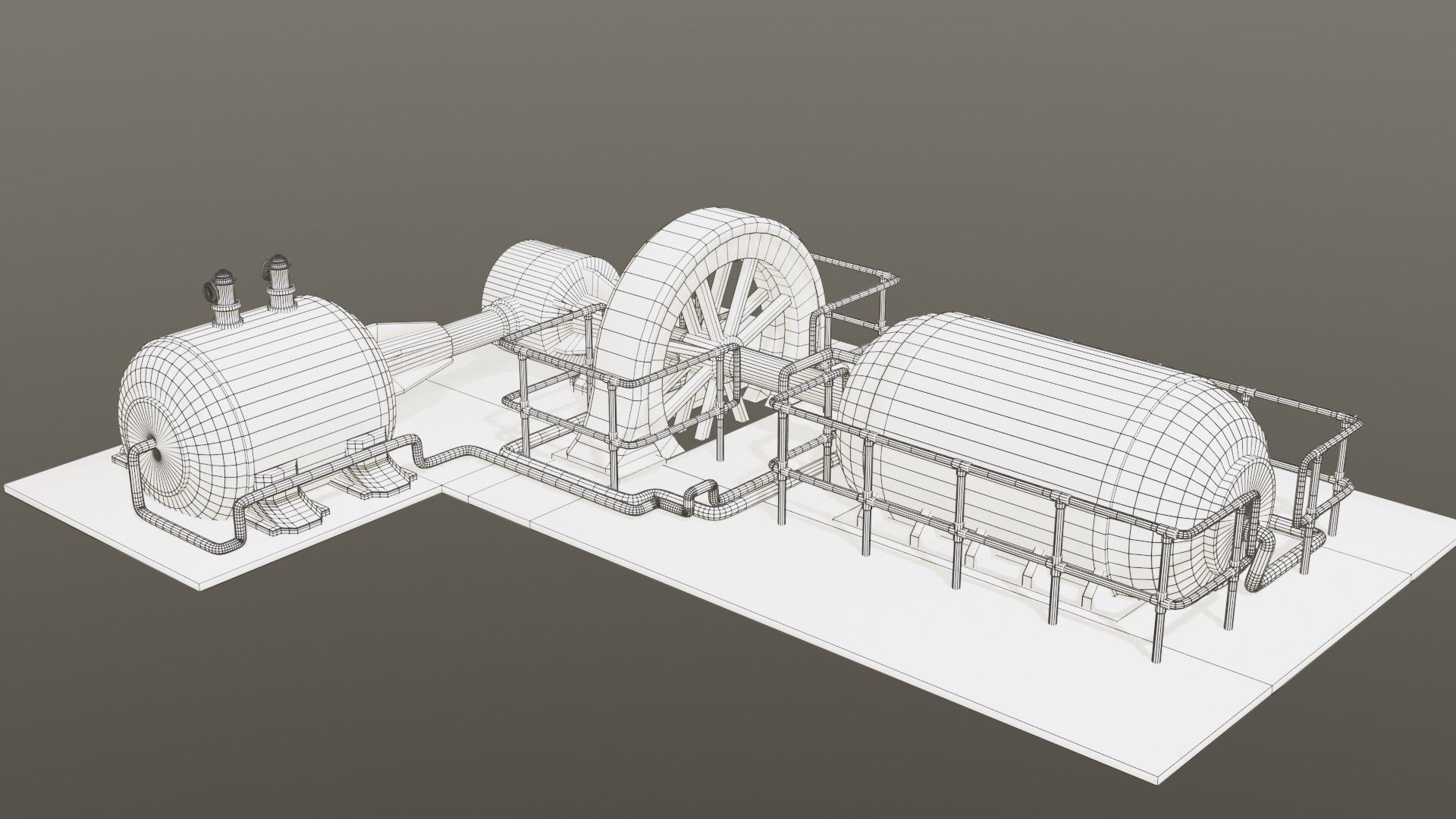 Diesel generator Low-poly 3D model_10