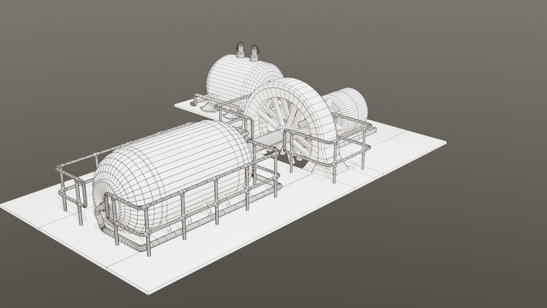 Diesel generator Low-poly 3D model_7