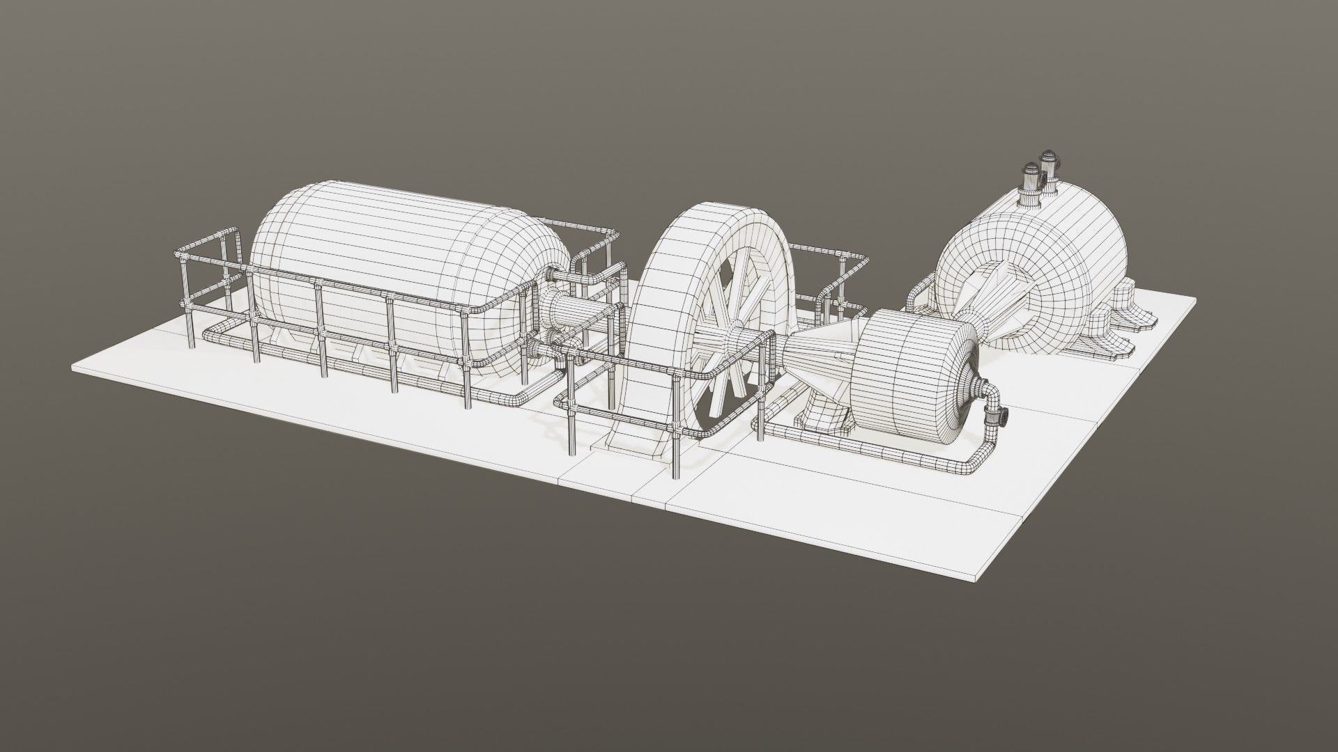Diesel generator Low-poly 3D model_3