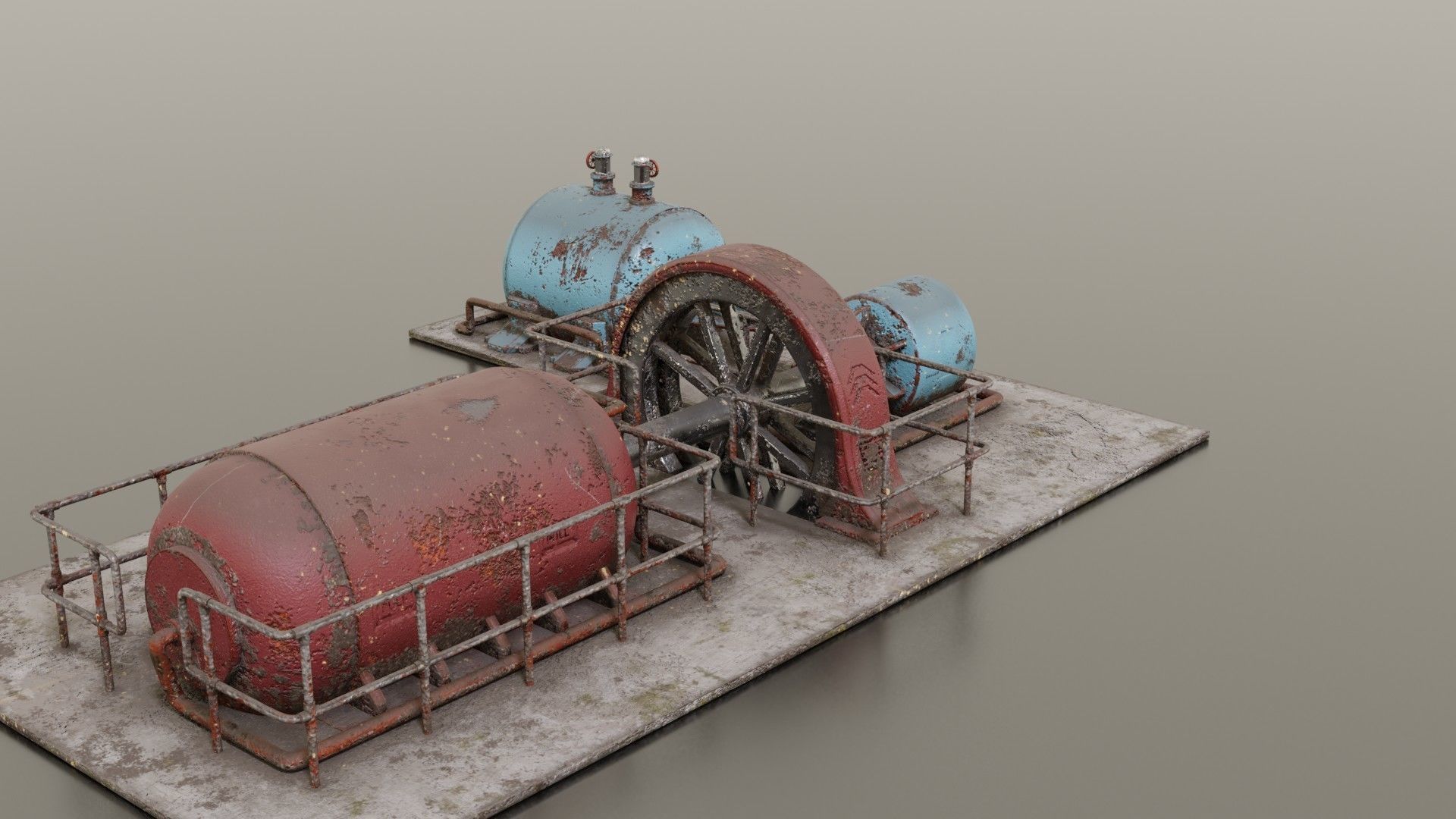 Diesel generator Low-poly 3D model_7