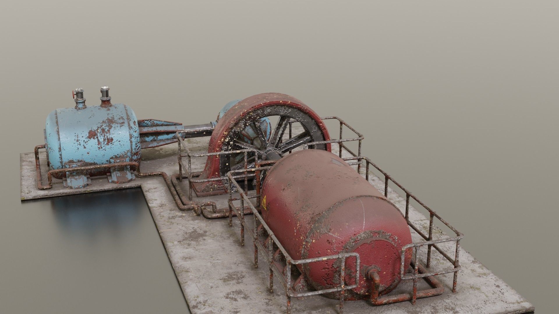 Diesel generator Low-poly 3D model_9