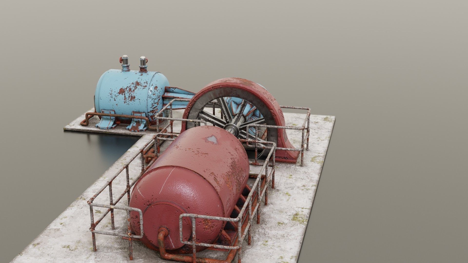 Diesel generator Low-poly 3D model_8