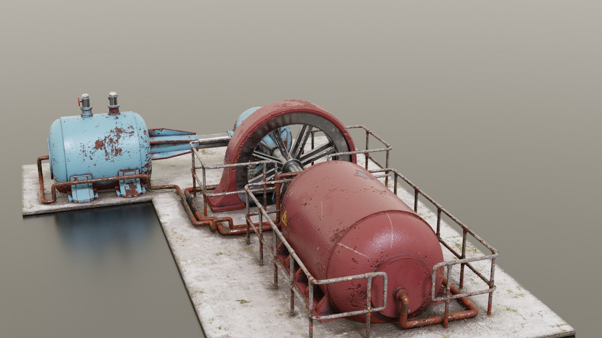 Diesel generator Low-poly 3D model_9