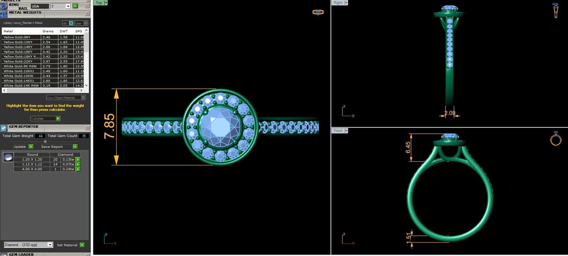 Fancy helo ring 4-00 mm center 3D print model_3