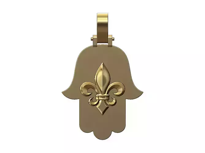 Heraldic lily hand of Fatima peandnt with bail 3D print model
