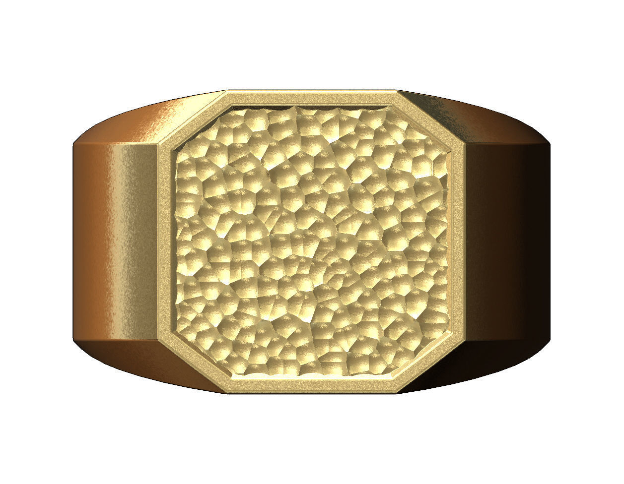 Square signet with hammered textured top US sizes 6to9 3D print model_5