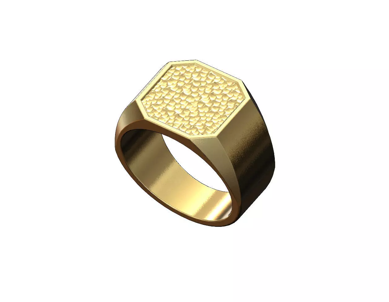 Square signet with hammered textured top US sizes 6to9 3D print model_0