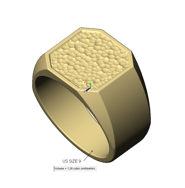 Square signet with hammered textured top US sizes 6to9 3D print model_11