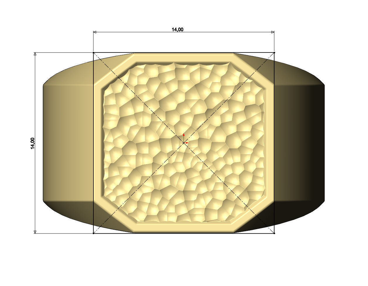 Square signet with hammered textured top US sizes 6to9 3D print model_8