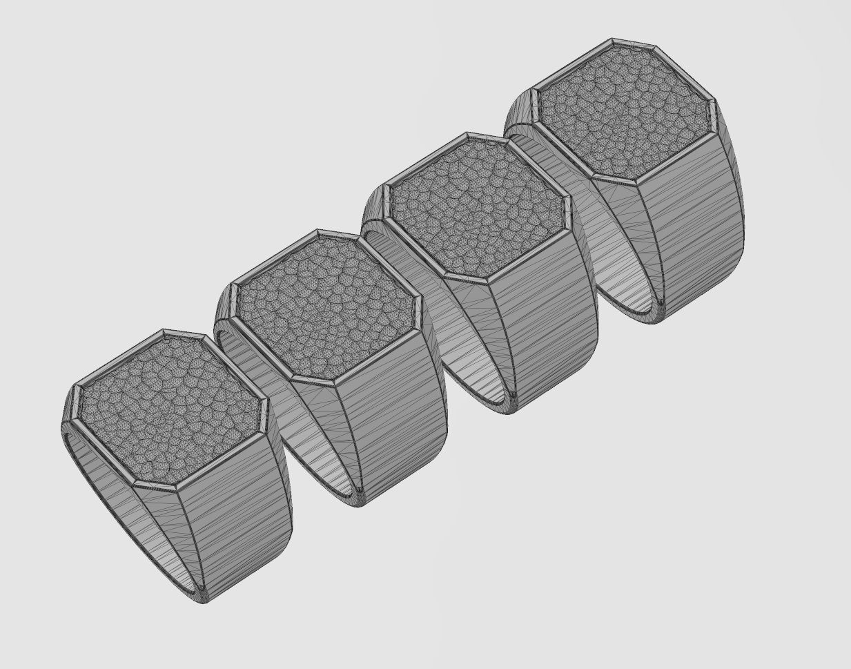 Square signet with hammered textured top US sizes 6to9 3D print model_13