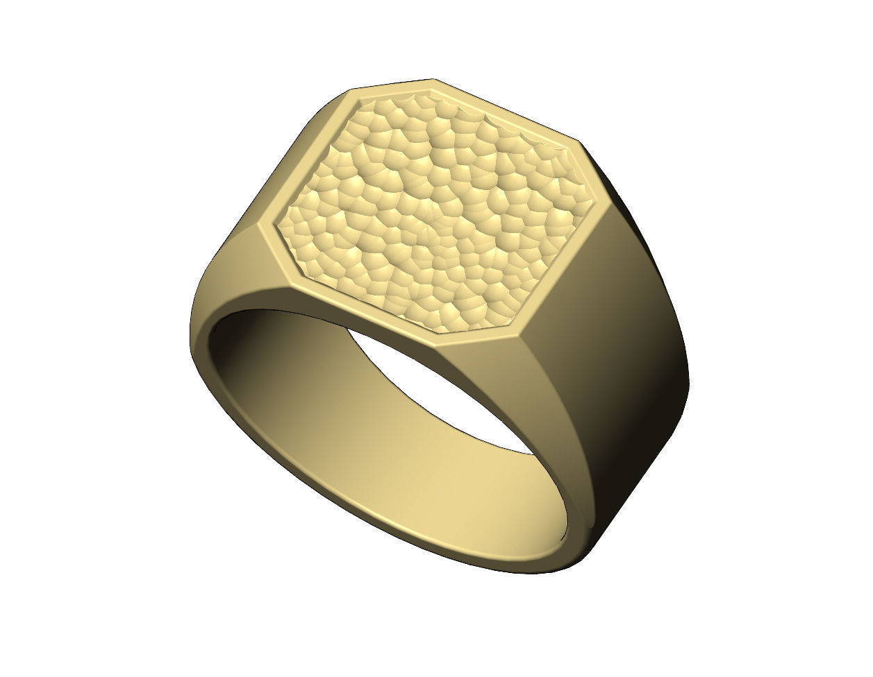 Square signet with hammered textured top US sizes 6to9 3D print model_6