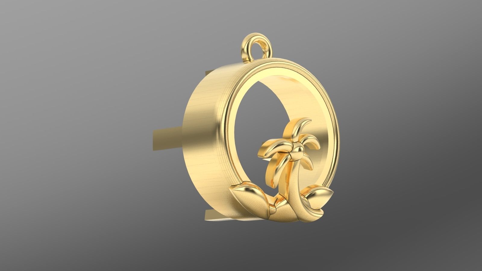 palm stud earring pendant 3D print model_11