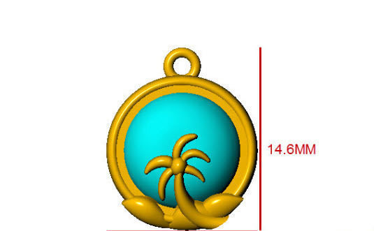 palm stud earring pendant 3D print model_2