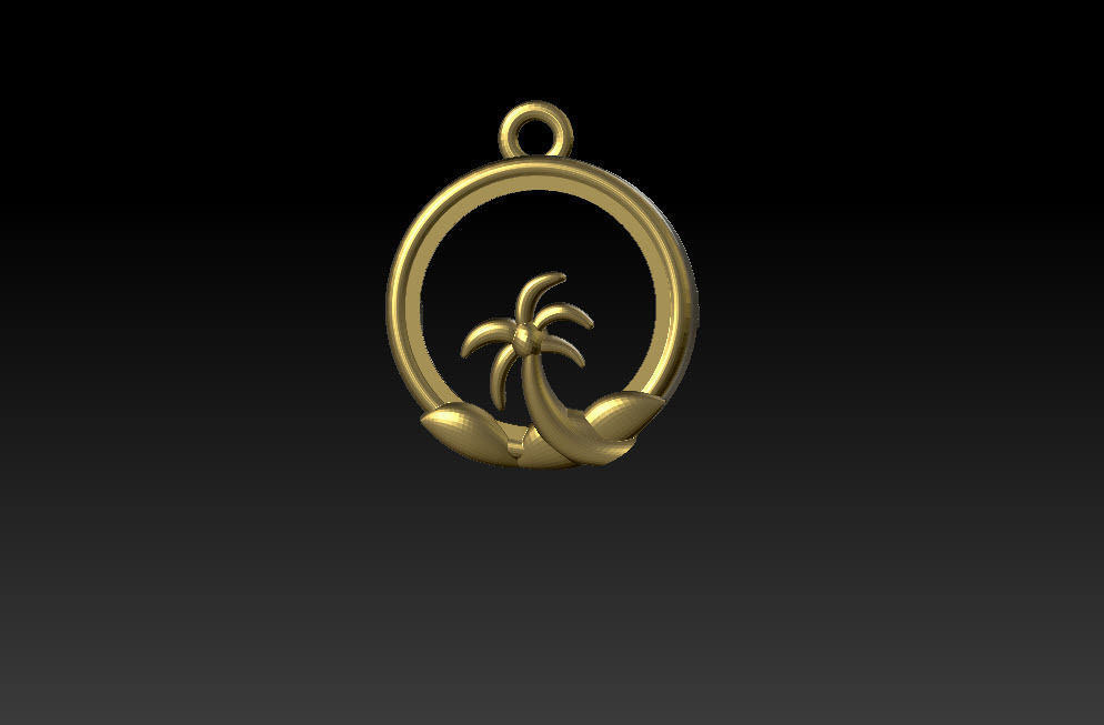palm stud earring pendant 3D print model_4