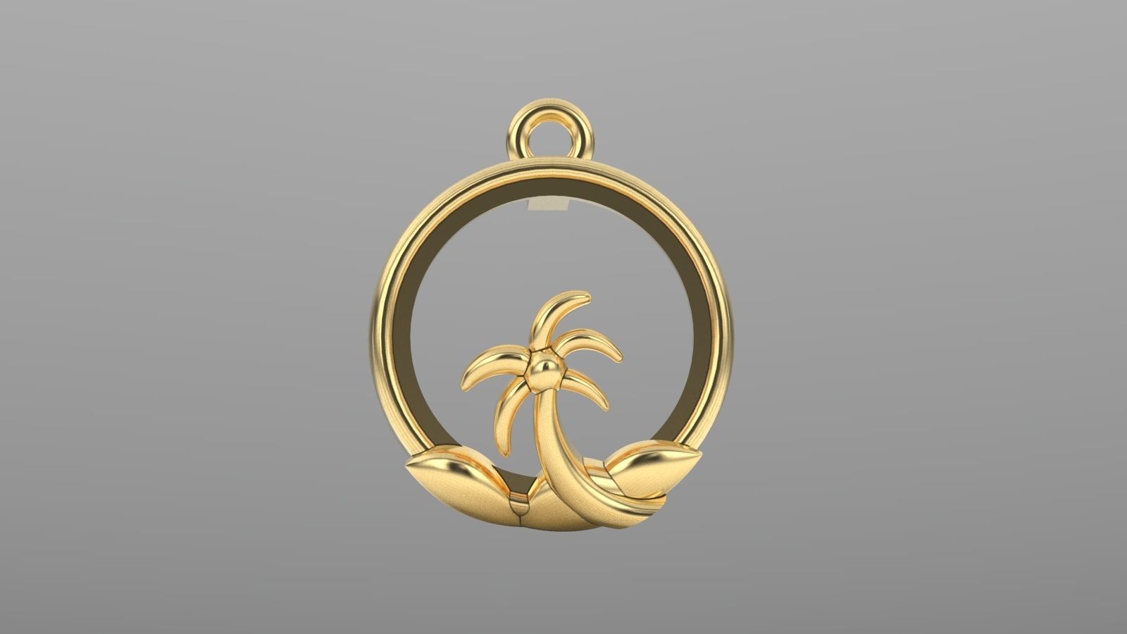 palm stud earring pendant 3D print model_10