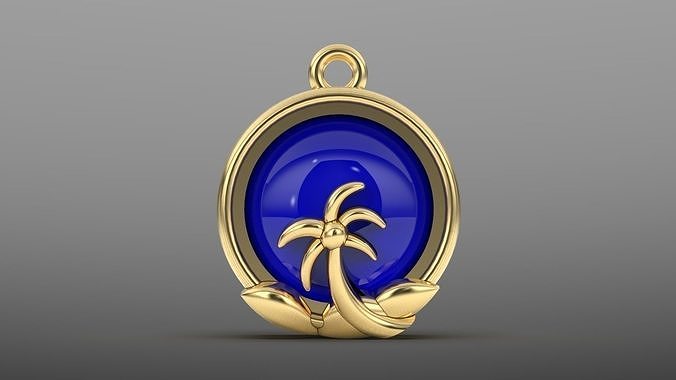 palm stud earring pendant 3D print model