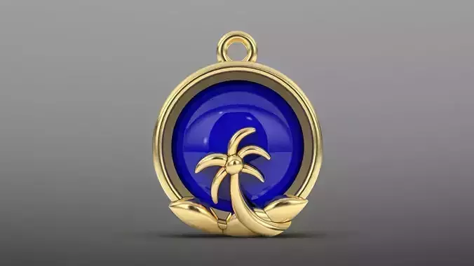 palm stud earring pendant 3D print model