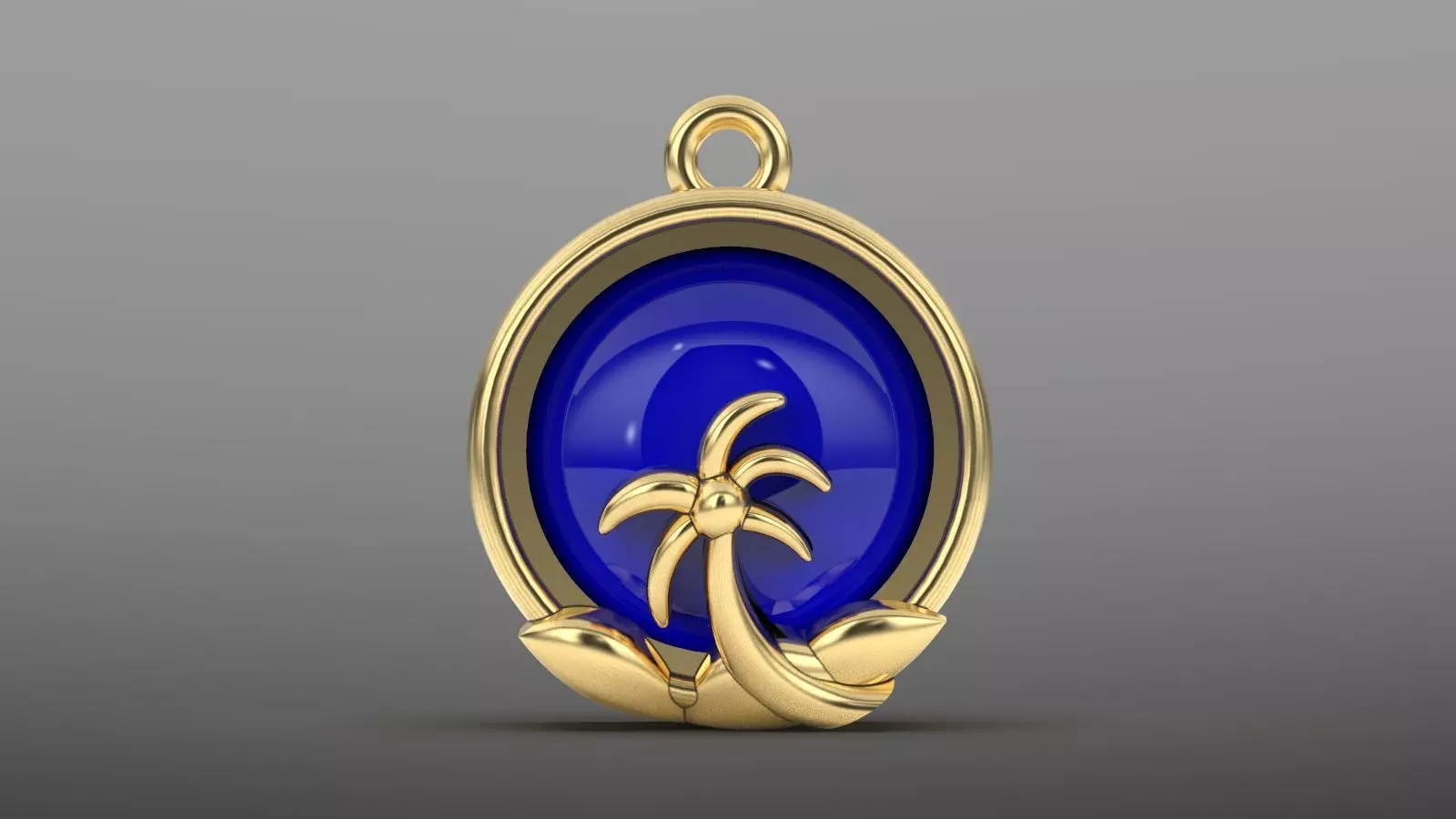 palm stud earring pendant 3D print model_0