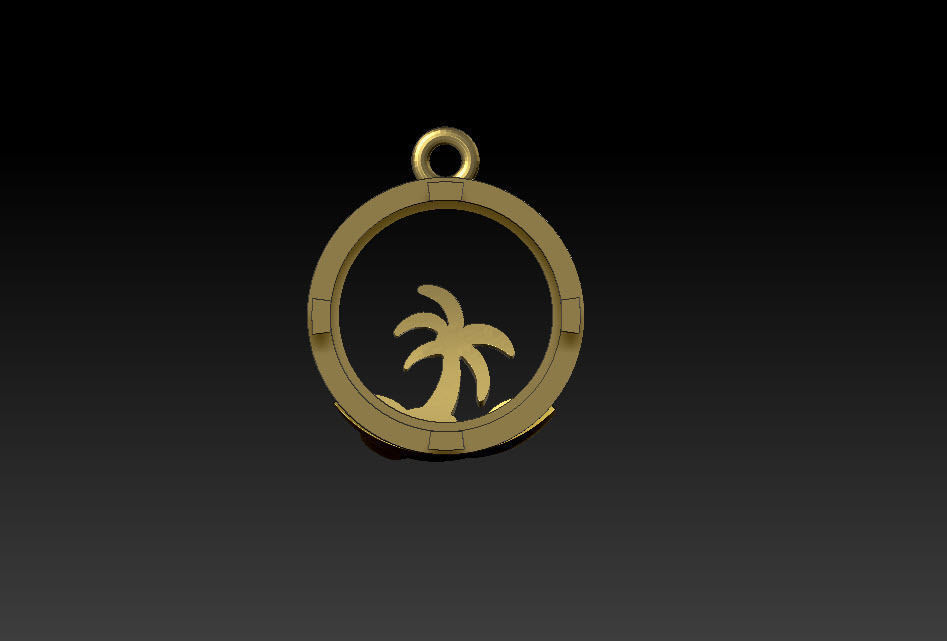 palm stud earring pendant 3D print model_6