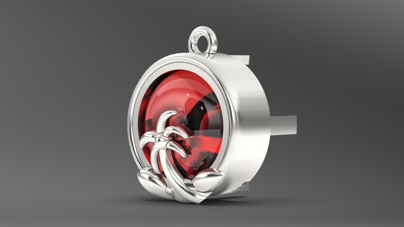 palm stud earring pendant 3D print model_3