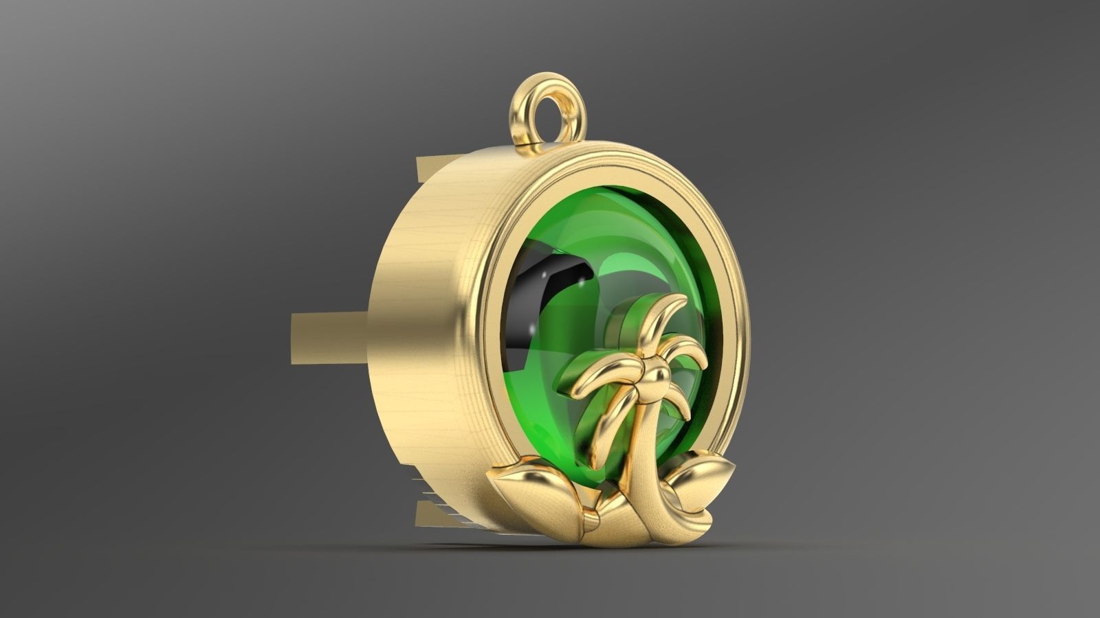 palm stud earring pendant 3D print model_1