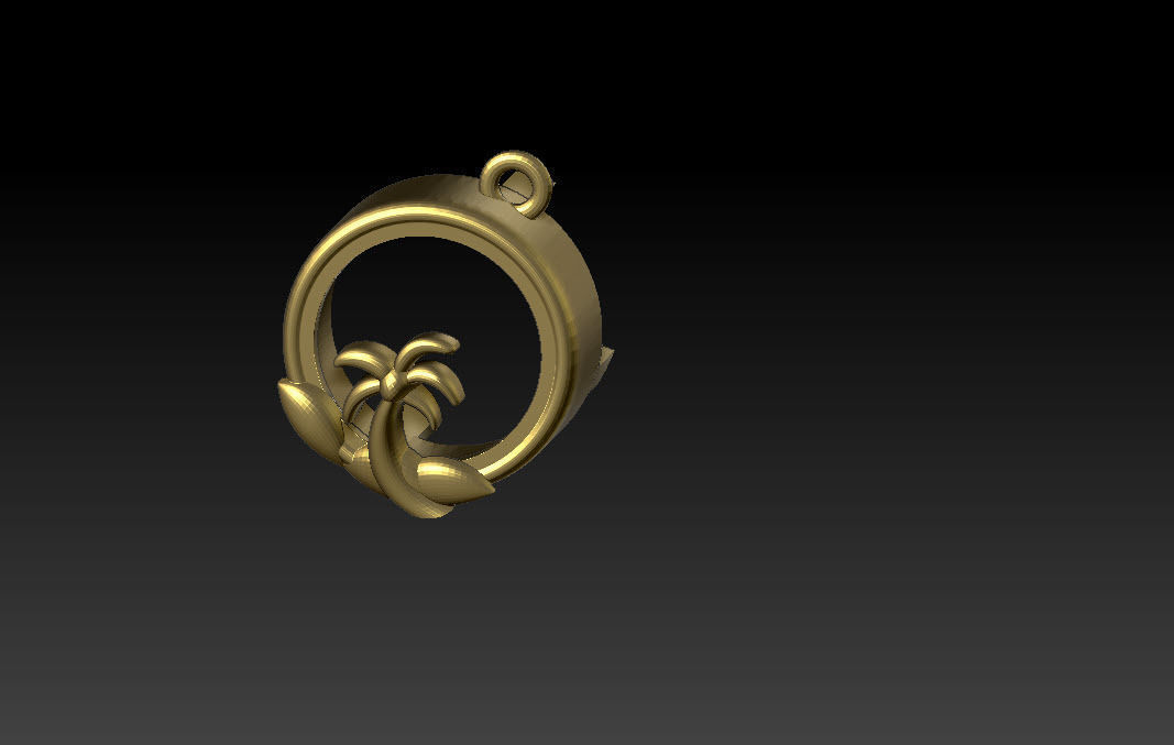 palm stud earring pendant 3D print model_7