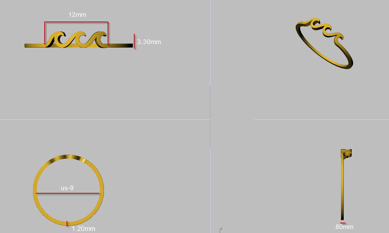 ocean wave ring 3D print model_7