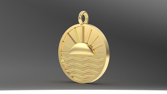 Ocean sun morning pendant 3D print model