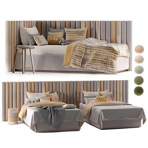 attached and day bed set30 3D model