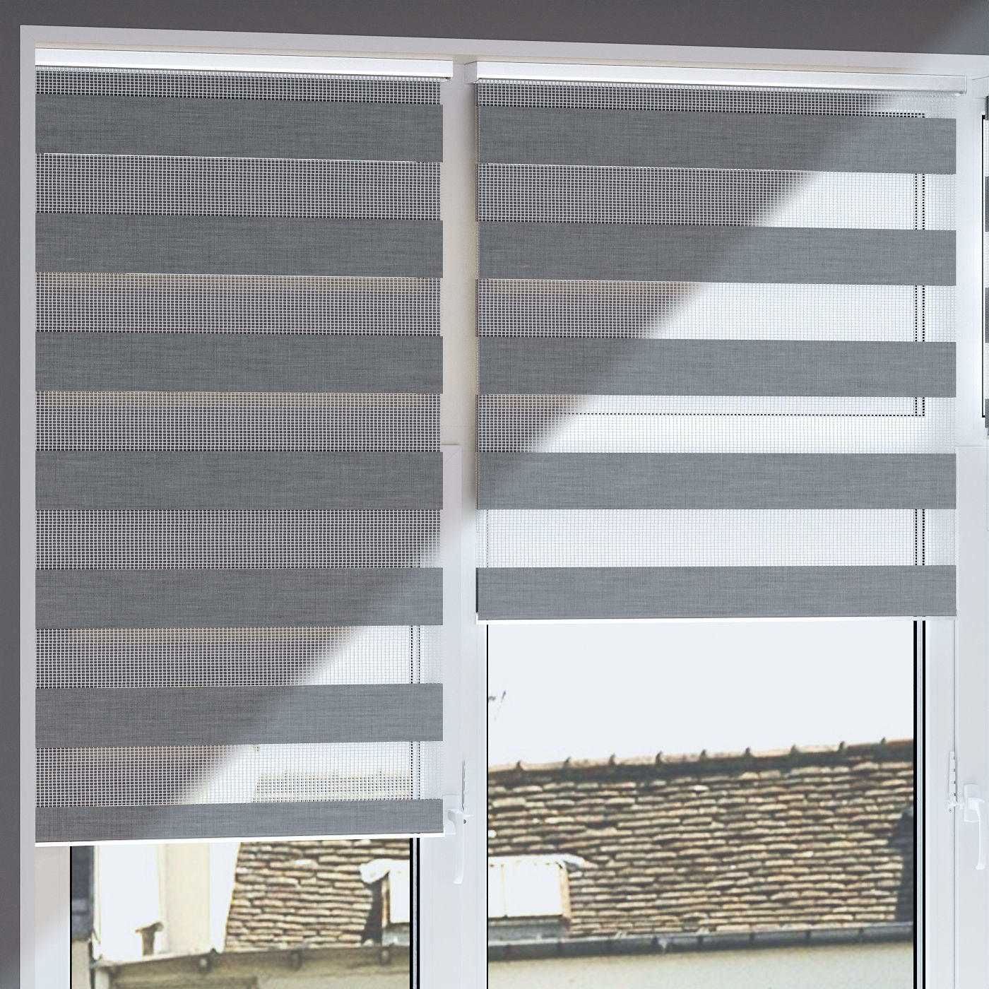 Roller blinds  day and night  3 colors 3D model_3