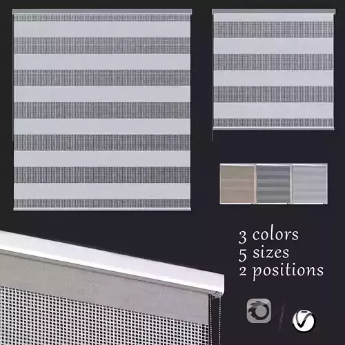 Roller blinds  day and night  3 colors 3D model