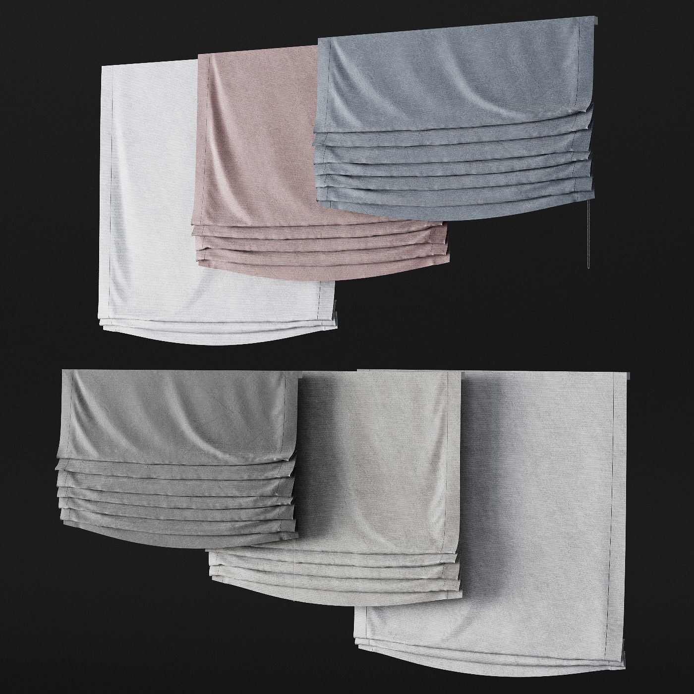 Roman curtains set 01 3D model_5