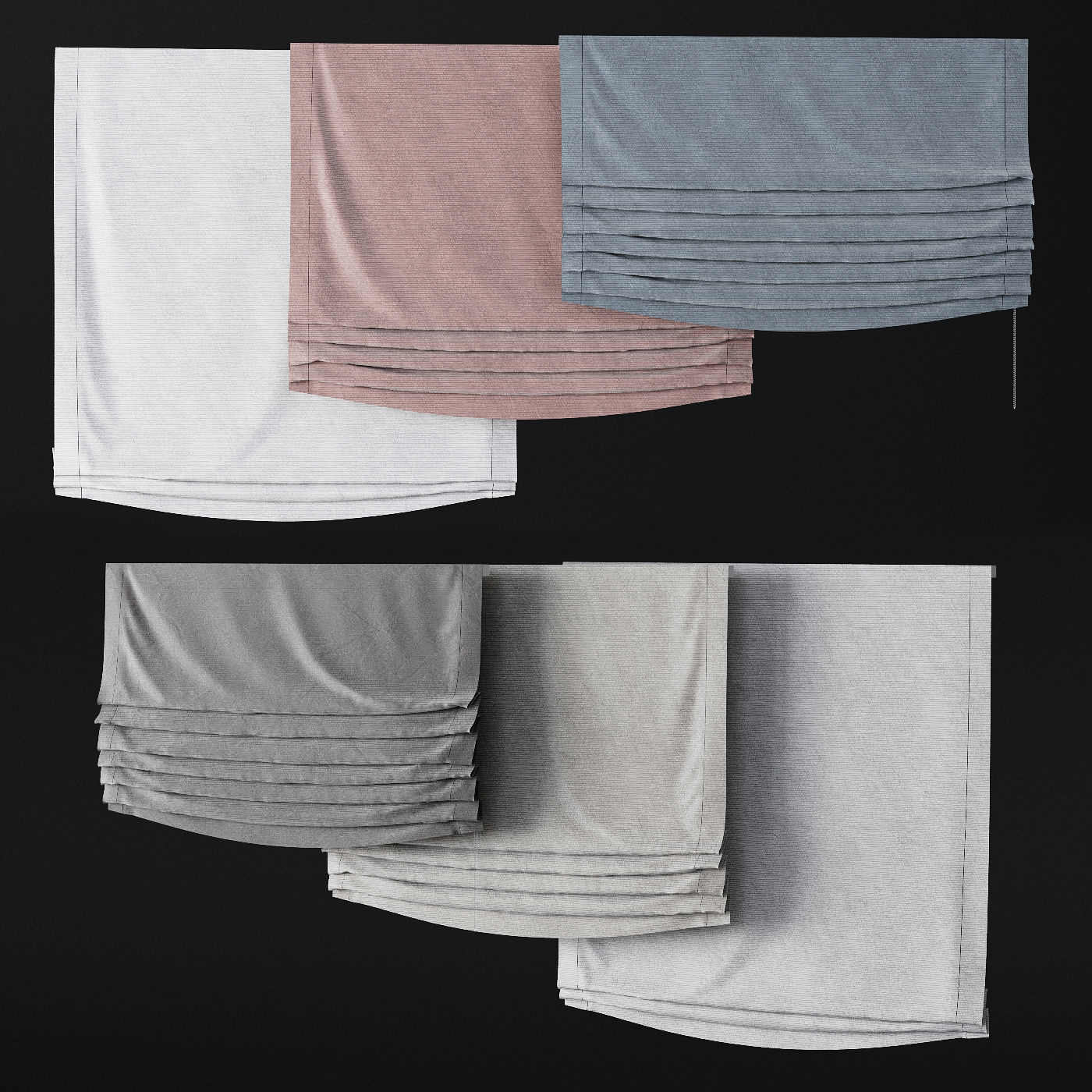 Roman curtains set 01 3D model_1