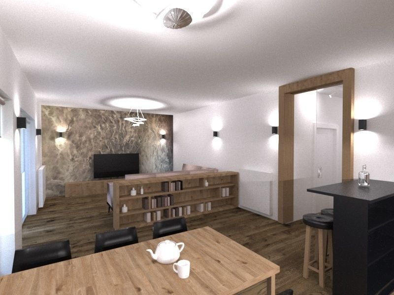 livingroom apartment with living room and kitchen Free 3D model_3