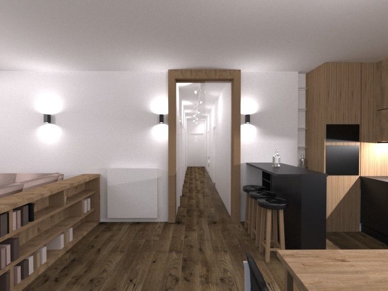 livingroom apartment with living room and kitchen Free 3D model_5