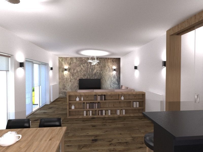 livingroom apartment with living room and kitchen Free 3D model_4