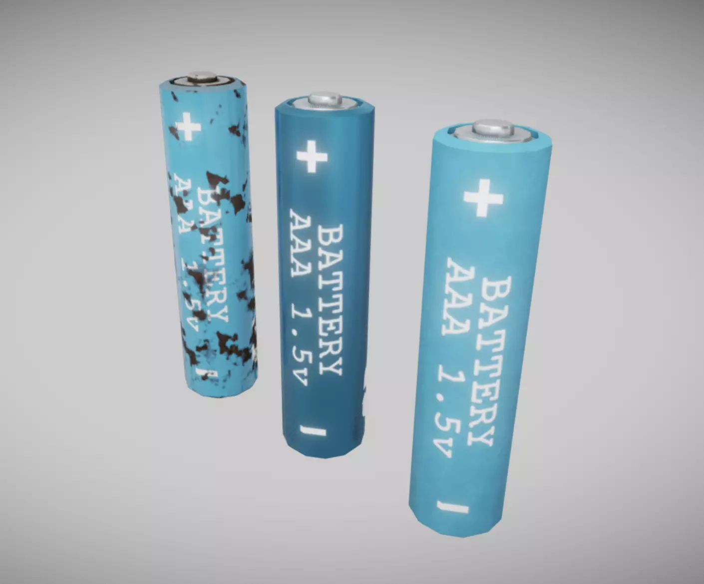 AAA Battery PBR Low Poly Game ready Blue Low-poly 3D model_0
