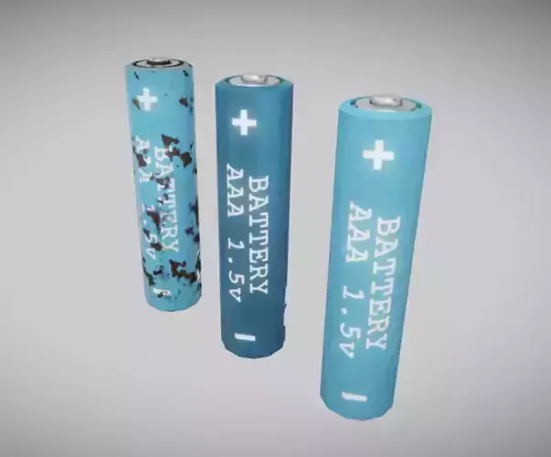 AAA Battery PBR Low Poly Game ready Blue Low-poly 3D model