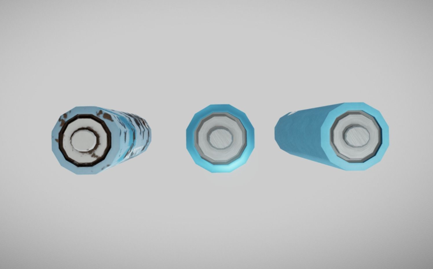 AAA Battery PBR Low Poly Game ready Blue Low-poly 3D model_2