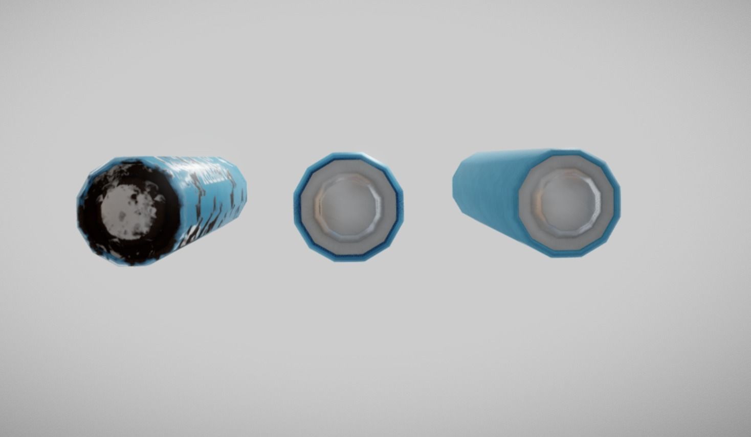 AAA Battery PBR Low Poly Game ready Blue Low-poly 3D model_3