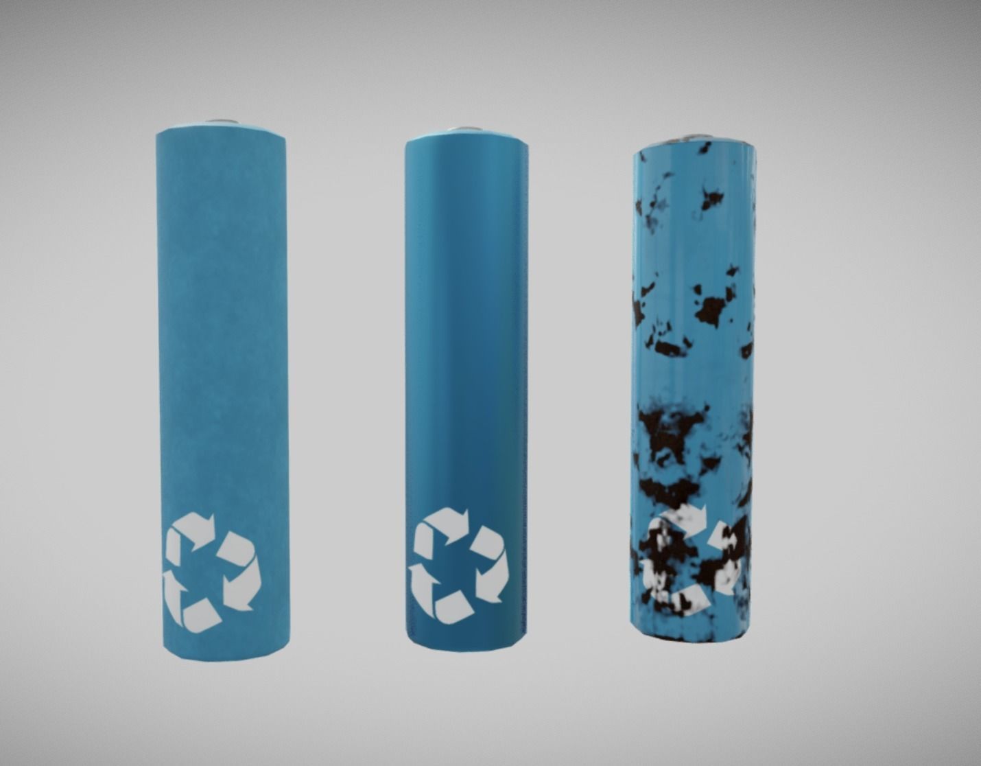 AAA Battery PBR Low Poly Game ready Blue Low-poly 3D model_1