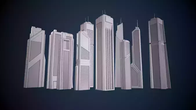 Low-Poly Sci-fi Skyscraper Pack