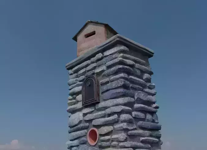 Stone Mail Box Real Time Asset GLTF