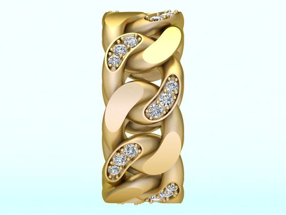 Chain ring - Miami Cuban ring - Link ring - Size 6 - 11 3D Model Collection_14