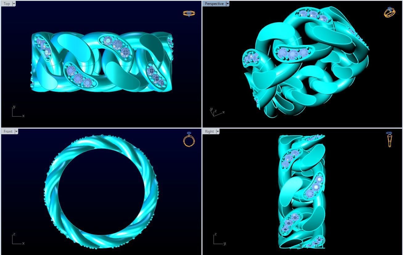 Chain ring - Miami Cuban ring - Link ring - Size 6 - 11 3D Model Collection_15
