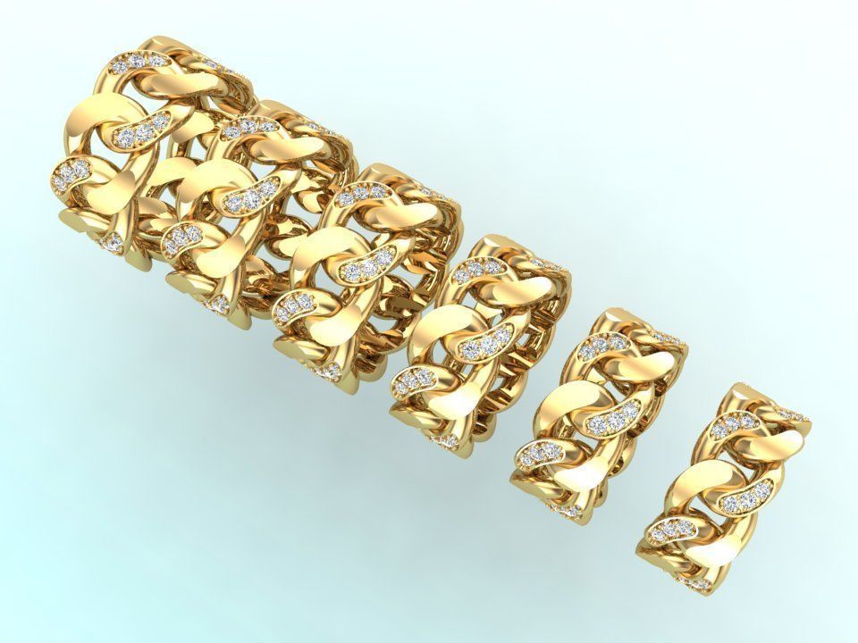 Chain ring - Miami Cuban ring - Link ring - Size 6 - 11 3D Model Collection_2