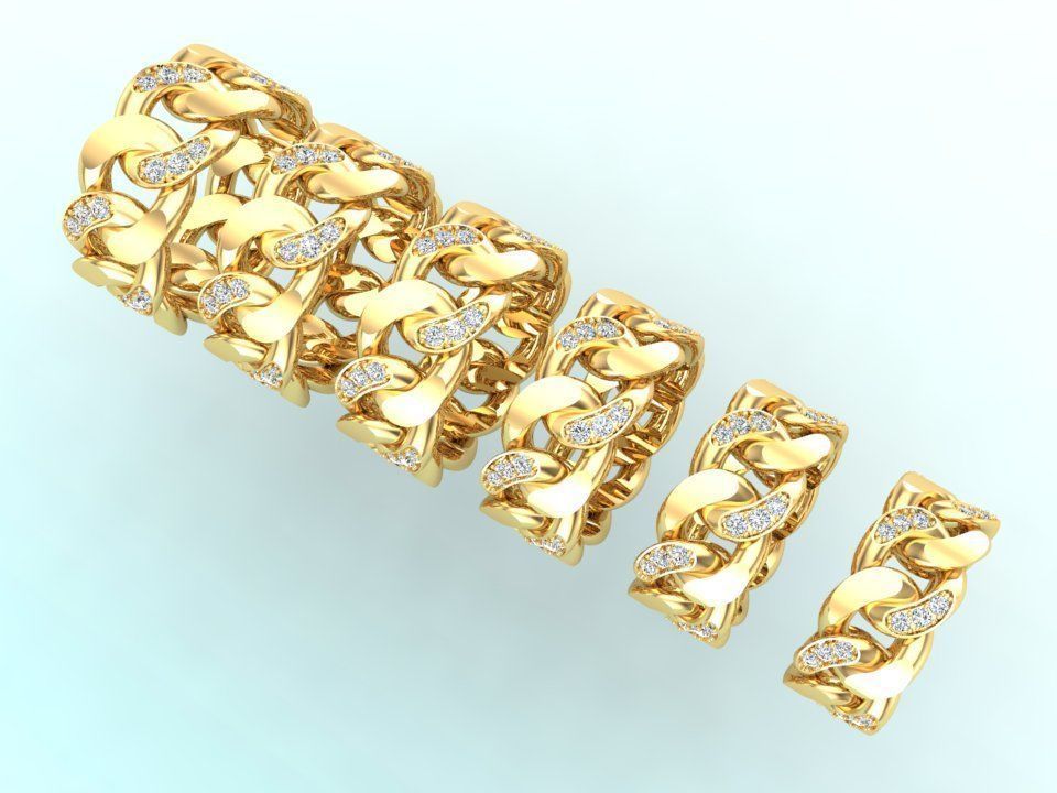 Chain ring - Miami Cuban ring - Link ring - Size 6 - 11 3D Model Collection_1
